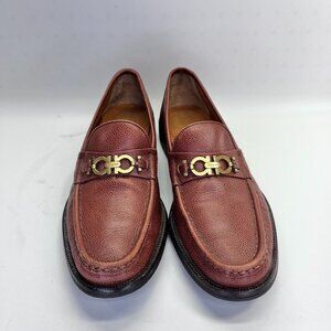 Ferragamo Men's Leather Loafers Size 12 Slip-On Pebble Grain Dress Shoes Oxford